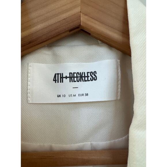 4TH & RECKLESS Alma Cream Tie-Waist Blazer Career Chic Office Clean Girl Medium - Picture 2 of 4